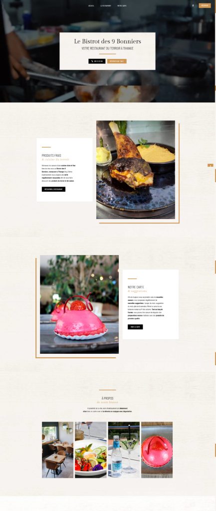 Page d'accueil du site internet Bistrot des 9 Bonniers, réalisé par Vistalid