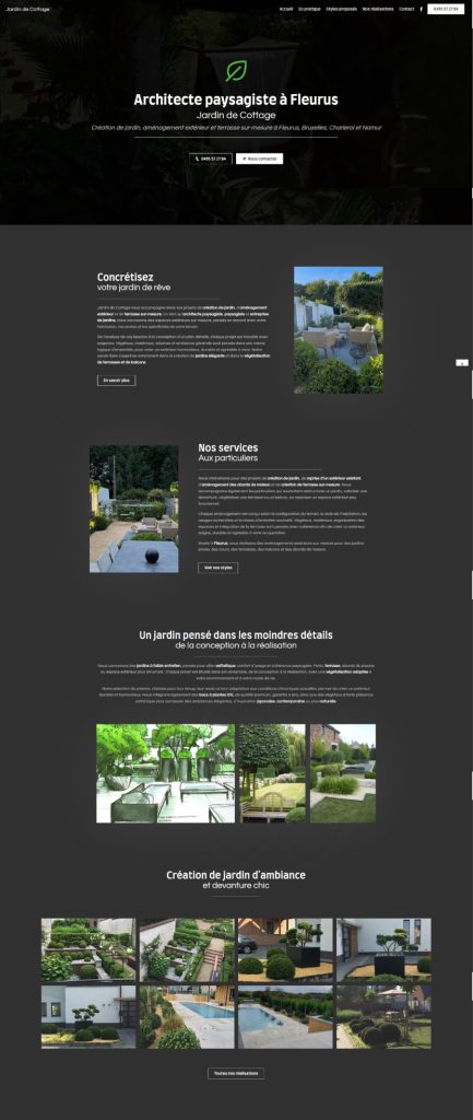 Page d'accueil du site internet Jardin de Cottage, réalisé par Vistalid