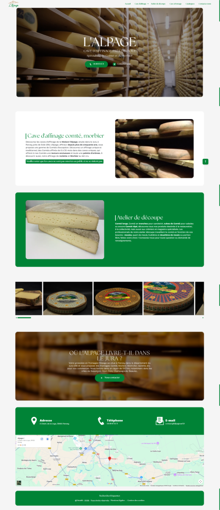 Page d'accueil du site internet L’Alpage, réalisé par Vistalid