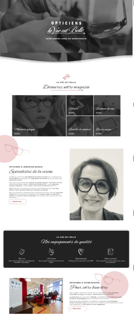 Page d'accueil du site internet La Vue est Belle, réalisé par Vistalid