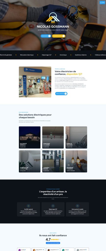 Site internet créé par Vistalid pour Nicolas Gossmann, artisan à Saint-Julien-les-Villas