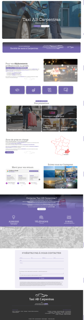 Page d'accueil du site internet Taxi AB Carpentras, réalisé par Vistalid