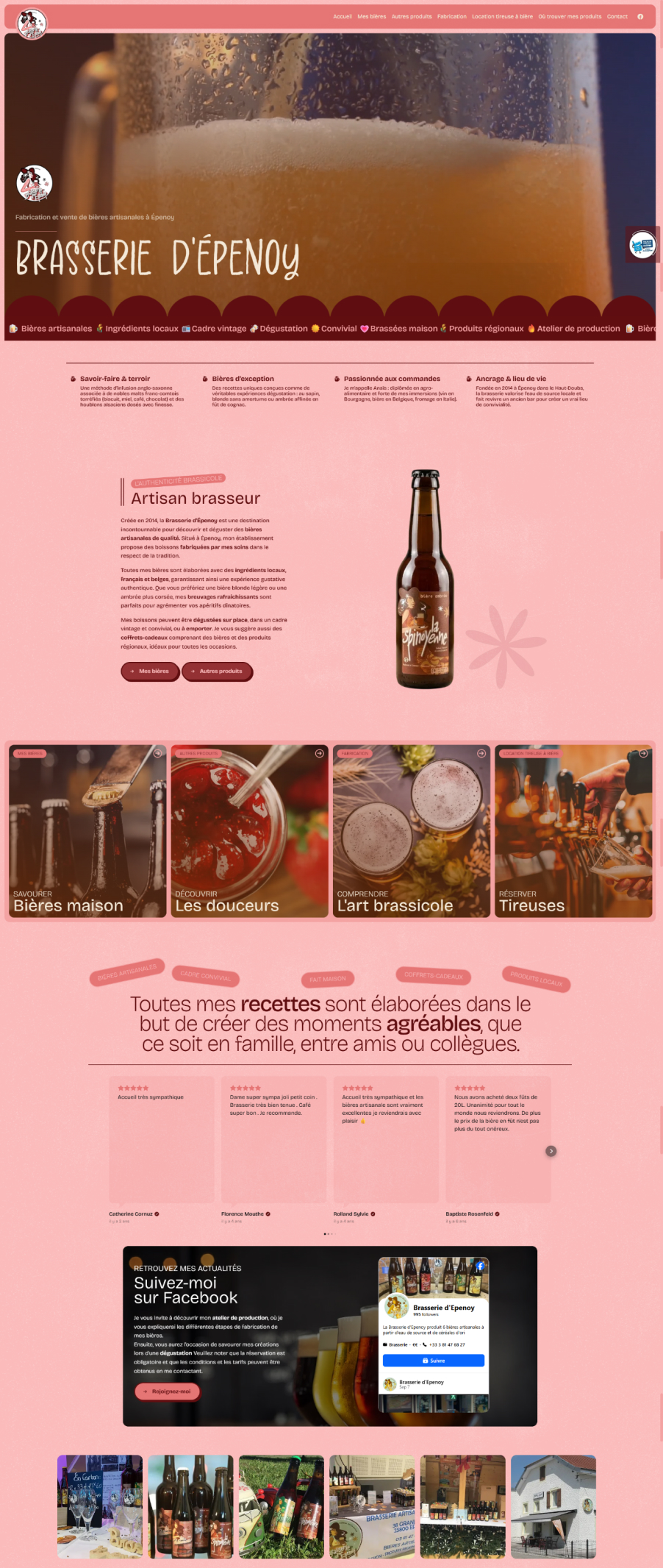 Page d'accueil du site Brasserie d'Épenoy